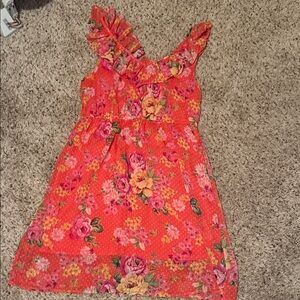 Floral Ruffle Kids Dress - Pink